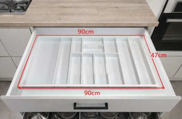 White Plastic Cutlery Drawer Insert (Thickness-2.5mm Width-900mm Depth-470mm Height-55mm) - Single Tray - WCT1 - MANAGERS SPECIAL NOW £10.40