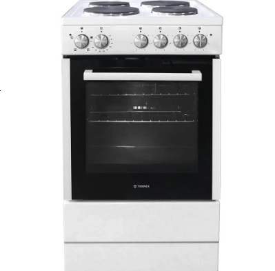Teknix TKES54W 50cm Solid Plate Cooker with Single Cavity Oven in White - A Rated - POHW0108