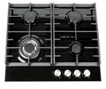 Teknix Signature Collection SCGH61B 4 Burner Gas on Glass Hob Wok Cast Iron Pan Supports